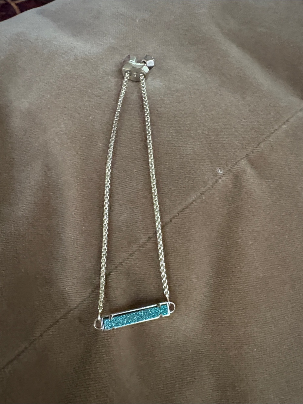 Kendra Scott Gold Bracelet with Teal Glitter Bar